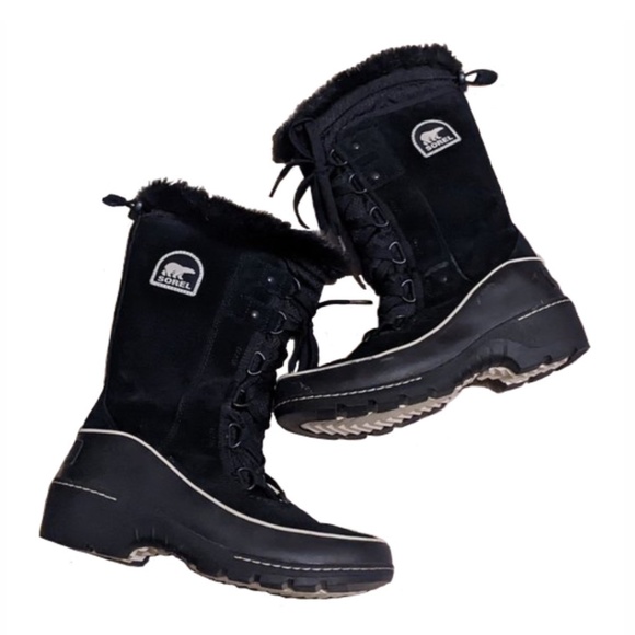 Sorel Tivoli III High Black Suede Leather Mid-Calf Lace Up Winter Snow Boots - Picture 5 of 14